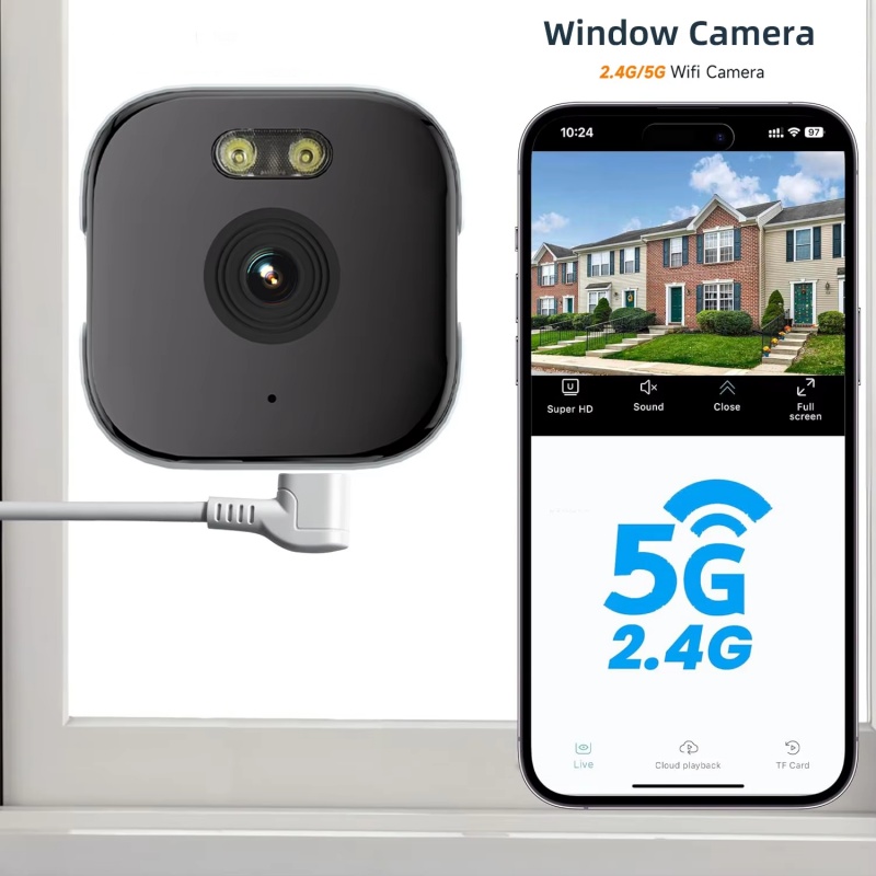 Home Security Robot - 4K ウィンドウカメラ 5GHz WiFi 屋内カメラ ホームセキュリティ用